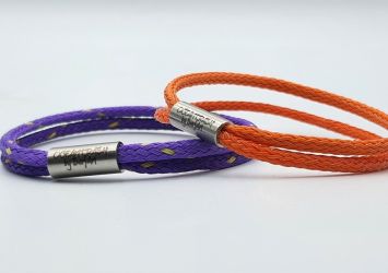 2 x Pacific pearl armbanden, paars oranje