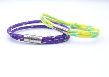 2 x Pacific pearl armbanden, Geel/paars